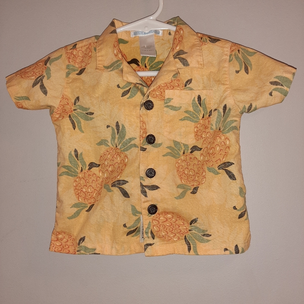 Janie and Jack Boys Pineapple Button Down Shirt